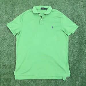 Polo Ralph Lauren Men's XL Green Short Sleeve Polo‎ Shirt Purple Pony Logo